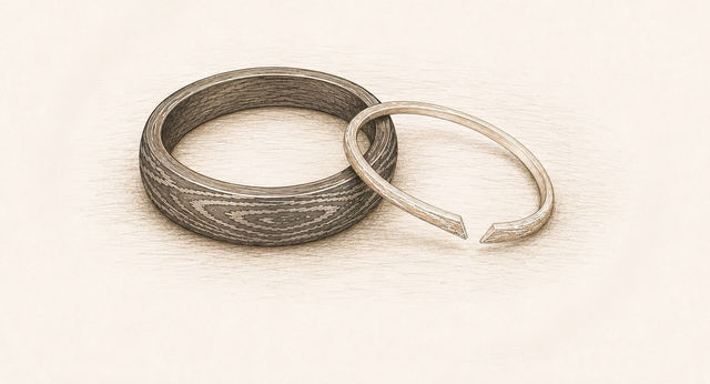 Line illustration of the two wedding bands